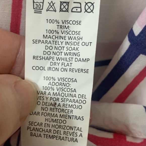 Atmosphere Lightweight Blouse Top Popover Grid Print White Purple Women’s 6 - Picture 12 of 12